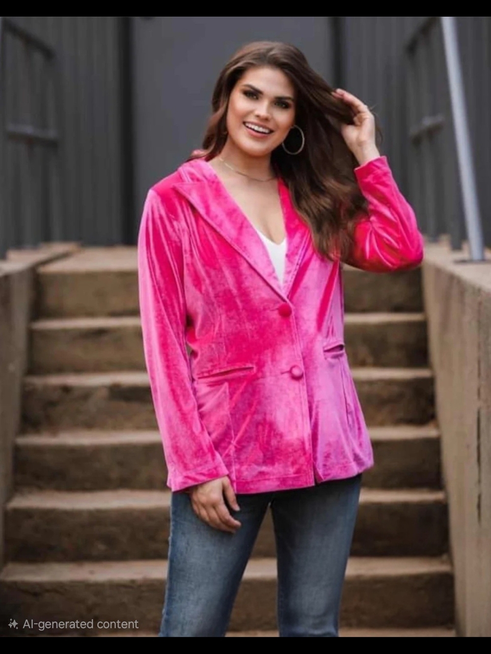Jess Lea Women’s Pink Sterling Velvet Blazer Jacket Size XL